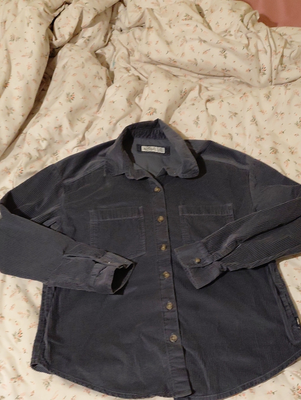Hollister Dark Blue Corduroy Button-Down Shirt
